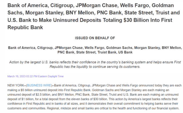 皇冠信用盘登123出租_刚刚皇冠信用盘登123出租,华尔街“自救” !11家银行自筹300亿,美国银行业危机愈演愈烈?