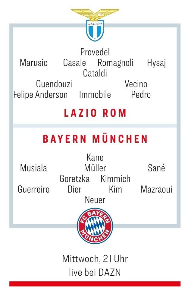 拜仁足球直播_足球直播-踢球者预测拉齐奥vs拜仁首发:因莫比莱对阵凯恩