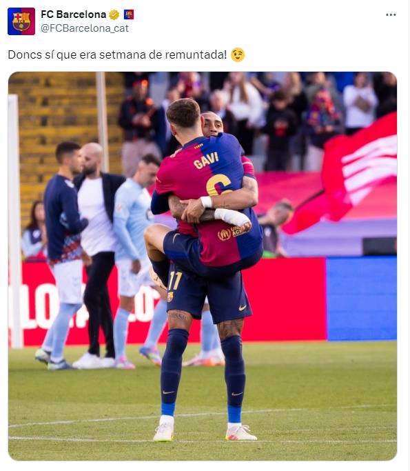 皇冠体育App下载_巴萨逆转塞尔塔后调侃皇马：这的确是大逆转的一个星期啊