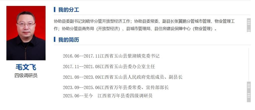 德甲足球
_江西万年县委常委、宣传部部长毛文飞改任万年县委四级调研员