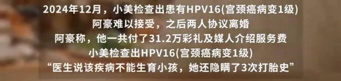 皇冠信用網如何申请
_“医生还说她流过三次产皇冠信用網如何申请
,不能生孩子”男子花31万相亲闪婚后发现妻子患HPV还隐瞒打胎史